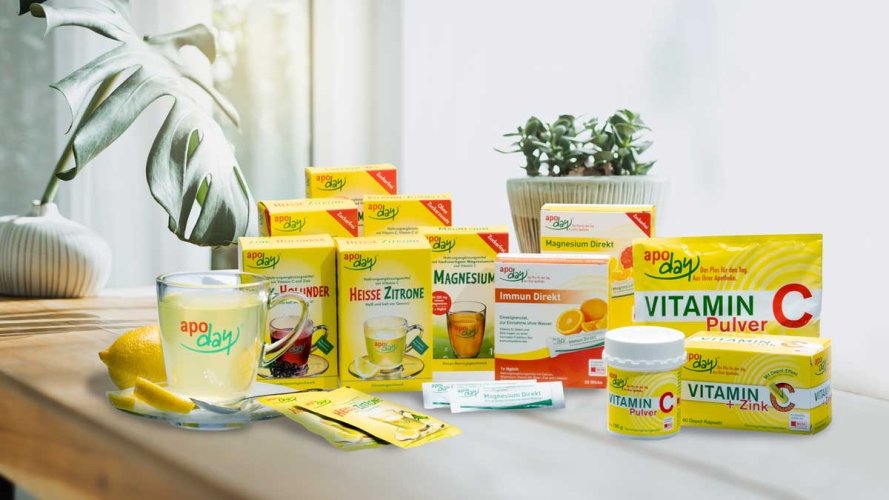 Apoday Vitamine Sortiment Apoday Vitamine Sortiment auf Tisch