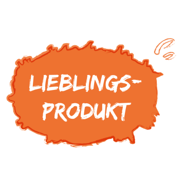 Orangefarbene Spracheblase: "Lieblingsprodukt"