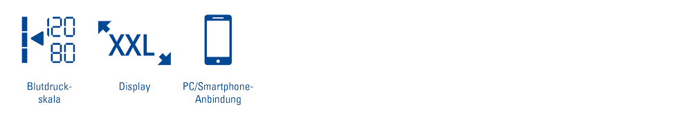 Logo Blutdruckskala, Display und Smartphoneanbindung