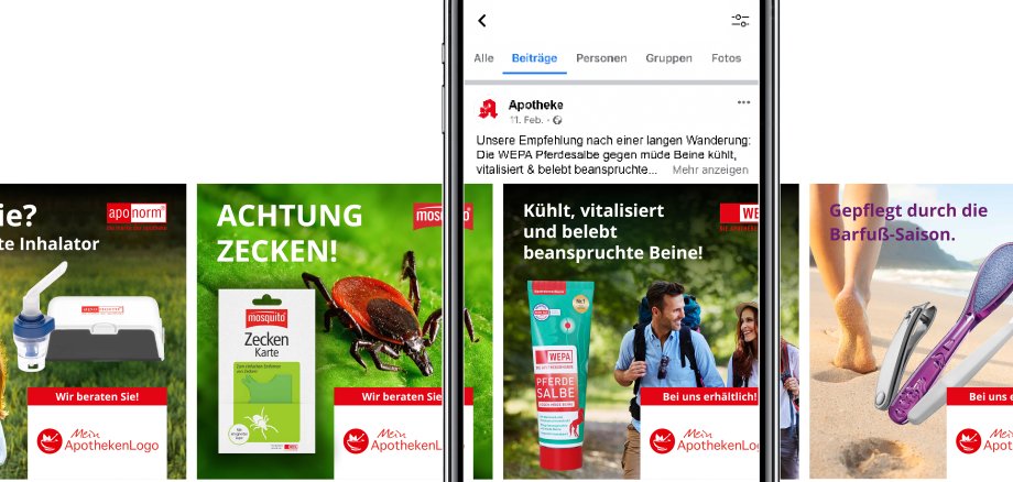Handy mit Beispiel Social Media Posts