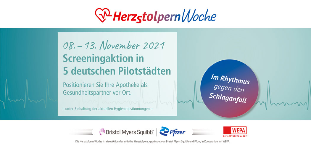 HERZSTOLPERN-WOCHE: APOTHEKEN- SCREENINGAKTION IN 5 DEUTSCHEN PILOTSTÄDTEN