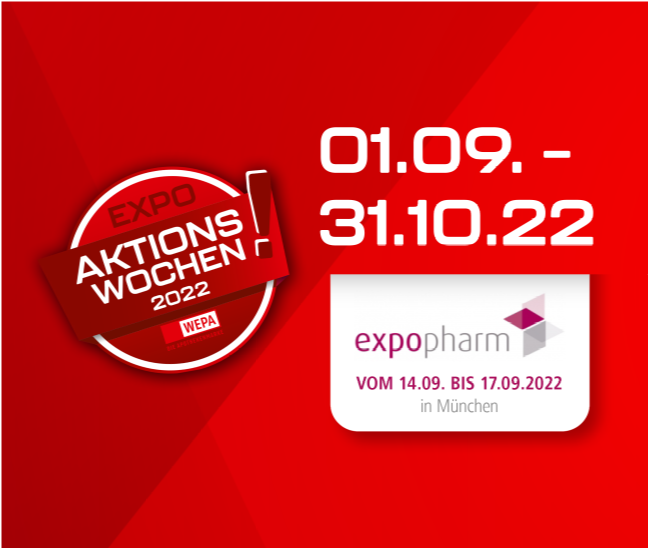 EXPO Aktionswochen Ausschreibung mit Datum auf rotem Hintergrund