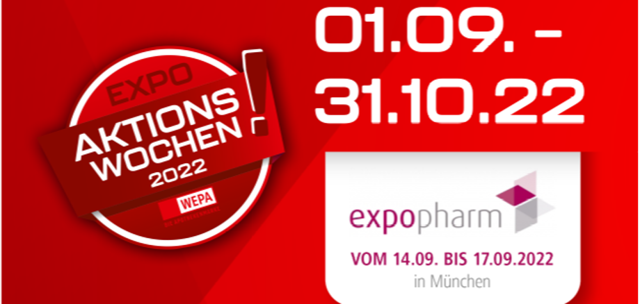 EXPO Aktionswochen Ausschreibung mit Datum auf rotem Hintergrund