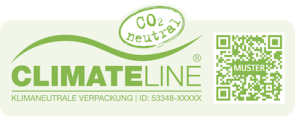climateline Logo in hellgrün mit Schriftzug CO2 neutral.