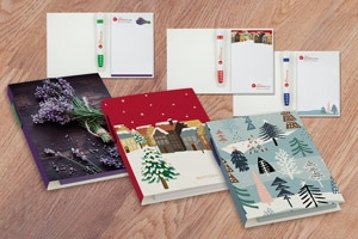 Printprodukte Blöcke. In verschiedenen Mustern. 3 dargestellt ( Lavendel, Tannenbäume, Winterlandschaft)